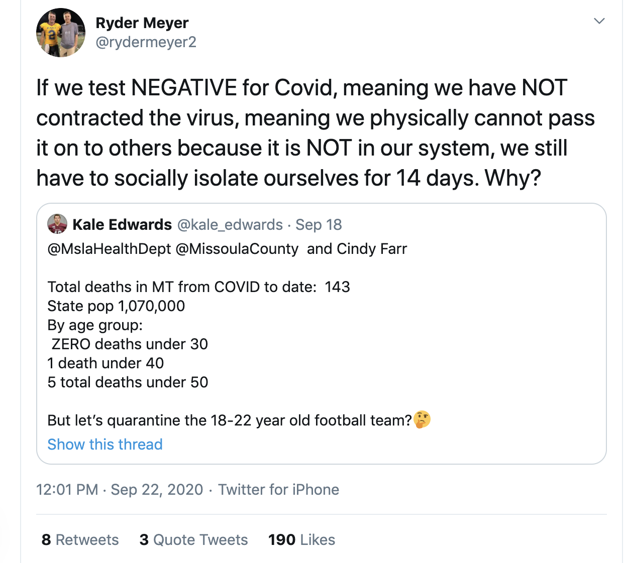 Ryder Meyer's Tweet